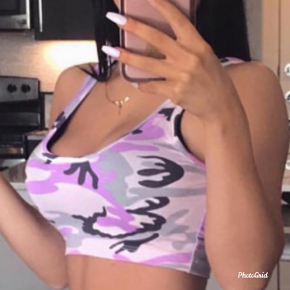 Fashion Nova Tops - Fashion Nova Cropped Pink/Grey Camo Top NWT